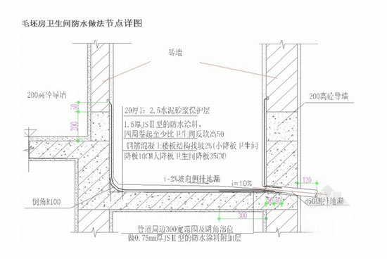 家庭衛(wèi)生間防水做法節(jié)點圖